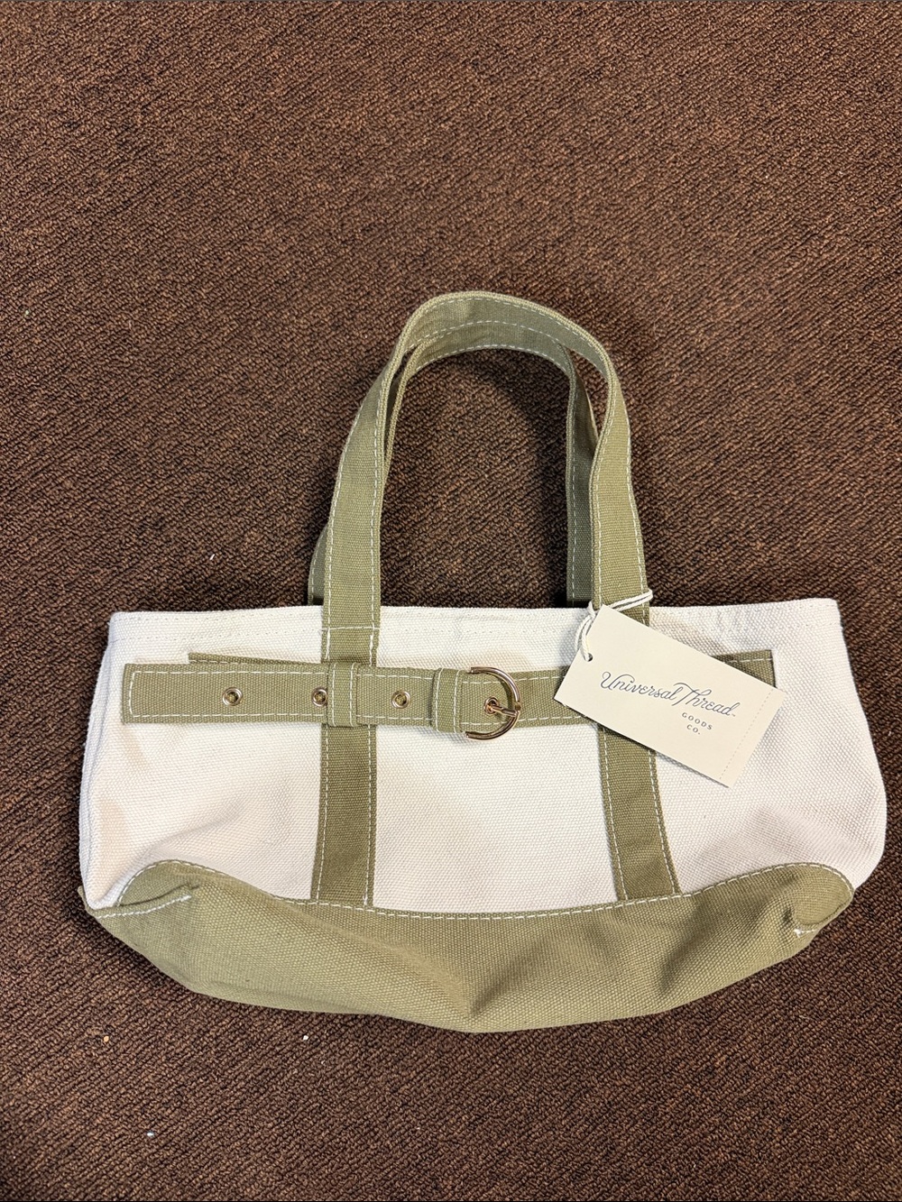 universal thread white and green canvas bag